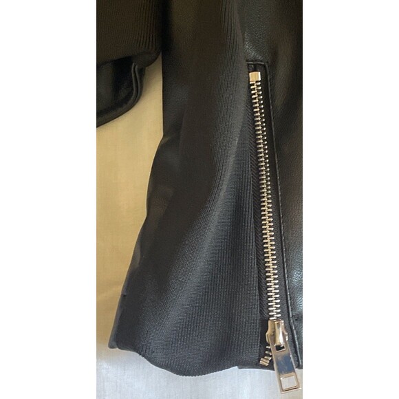 Zara Black Faux Leather Biker Zipper Jacket Women’s Size Small - Picture 7 of 8